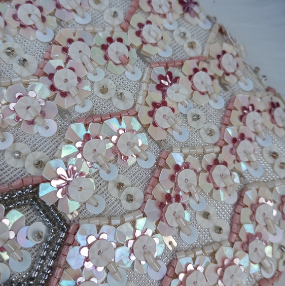 Gianni Bini Blush Geometric Floral Beaded Minaudiere